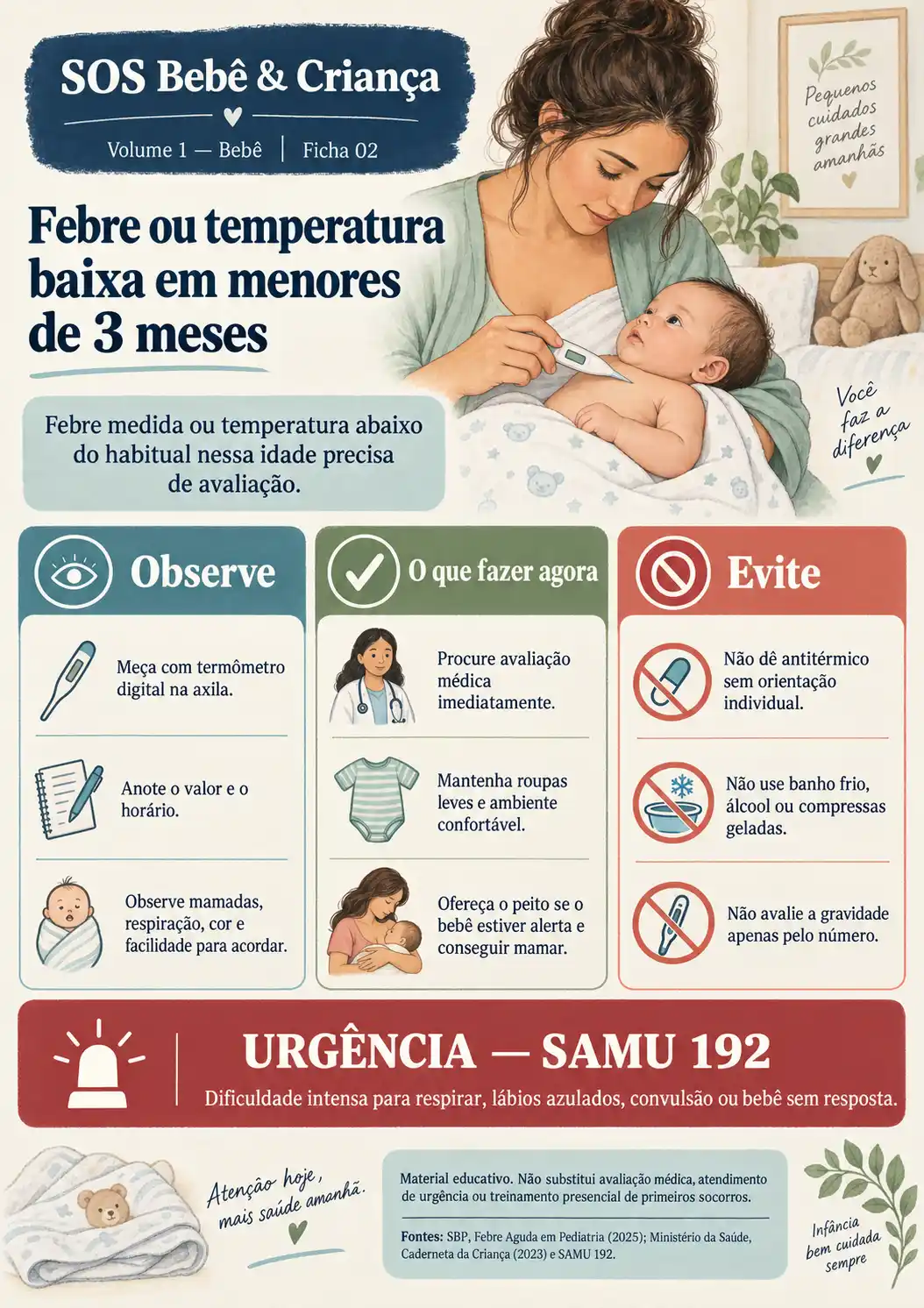 Febre ou temperatura baixa em menores de 3 meses