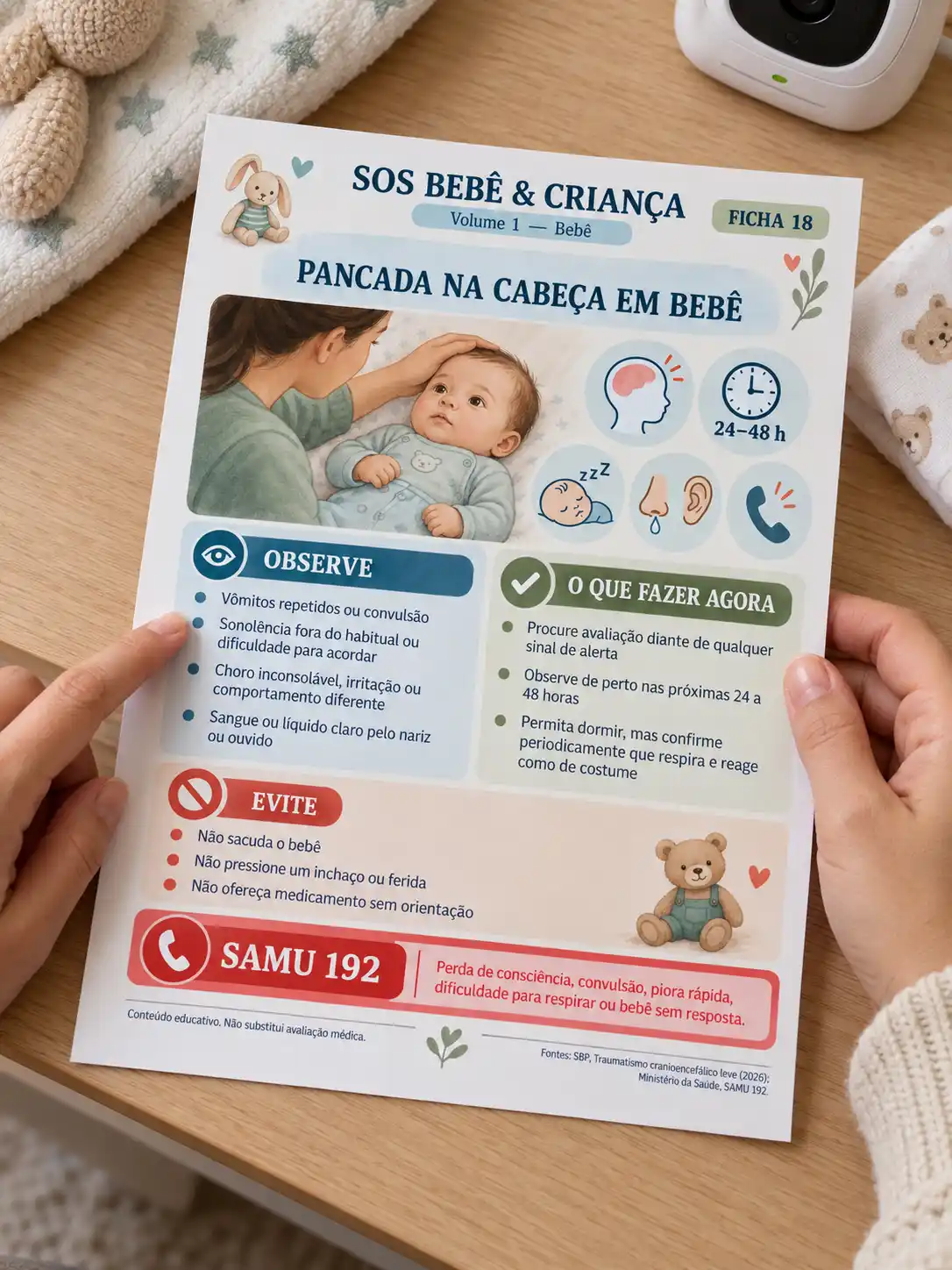 Ficha sobre pancada na cabeça sendo consultada